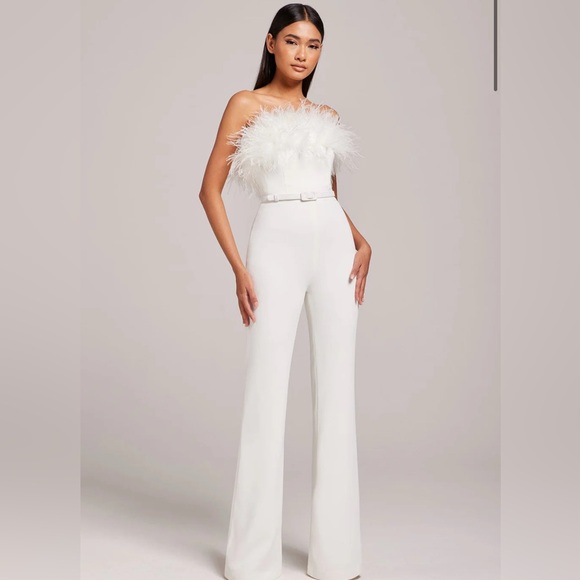 Nadine Merabi Collette White Jumpsuit - Picture 1 of 5